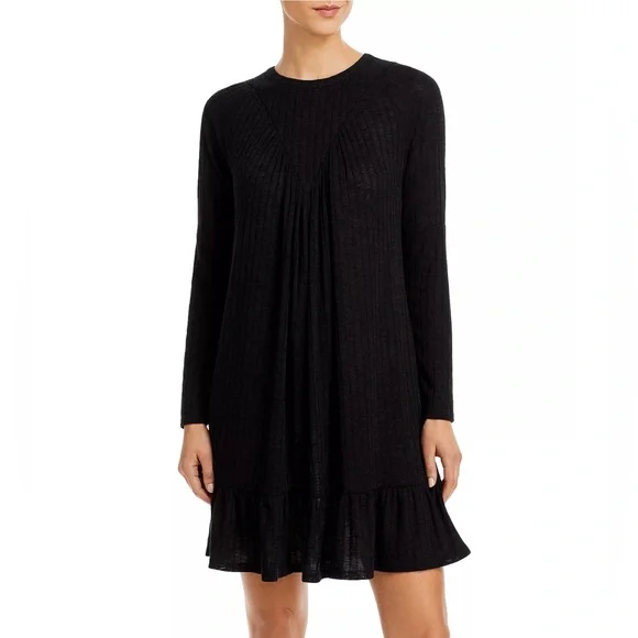 Aqua Womens Smocked Knit Mini Dress Black S Aqua Womens Smocked Knit Mini Dress Black S